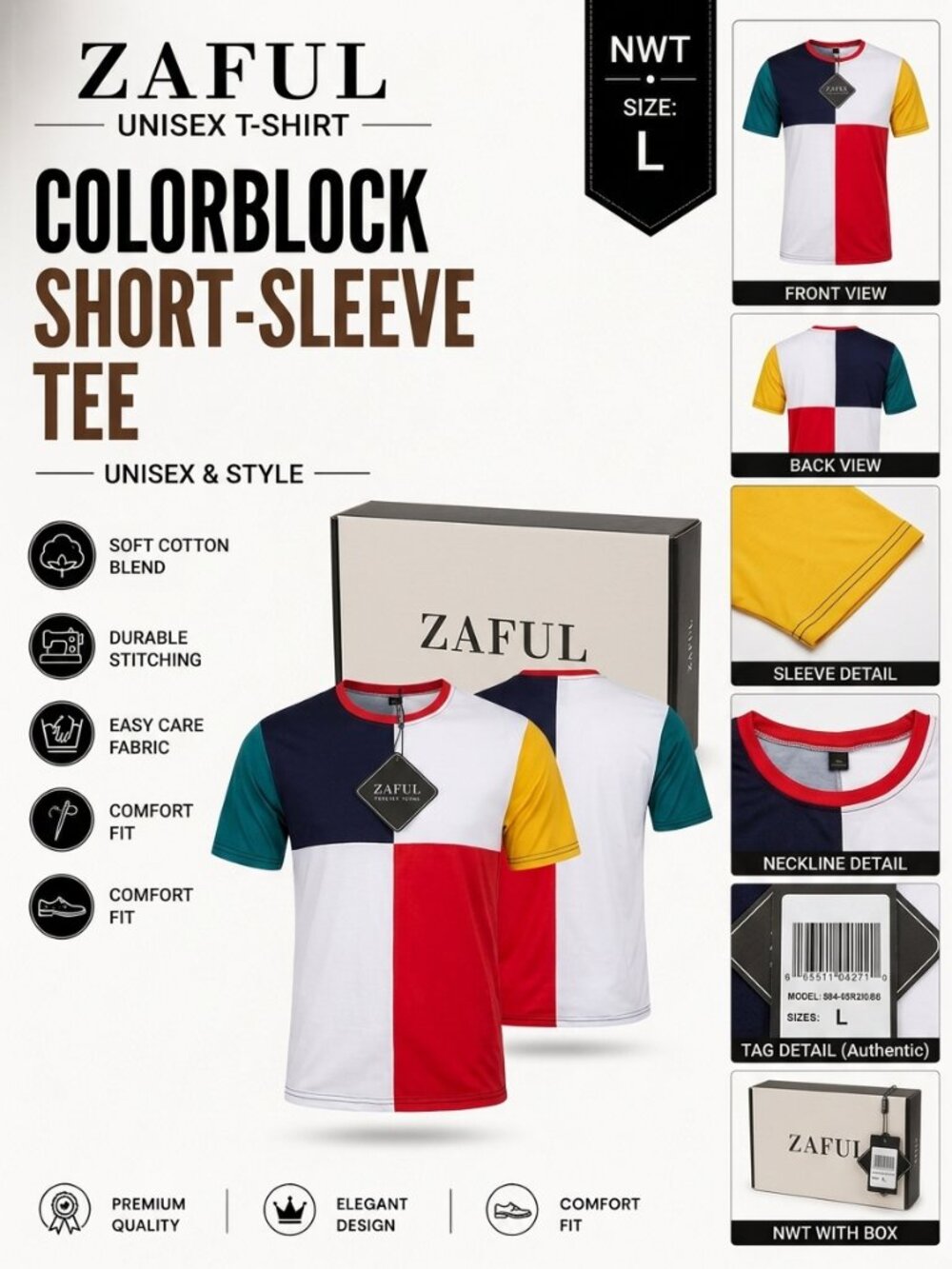 NWT Zaful Graphic T-Shirt Unisex Size L Crew Neck Casual Streetwear Tee